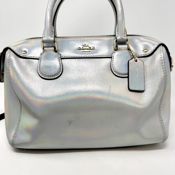 Coach Holographic/Iridescent Mini Bennett Leather Crossbody Bag in Silver - Picture 5 of 15